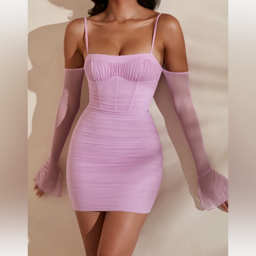 Oh Polly Purple Bodycon Dress Long Sleeve Night Out